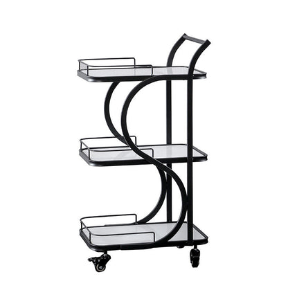 Metal Serving Cart with Wooden Board