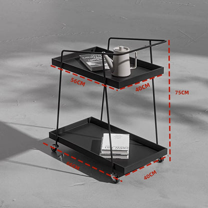 Metal Serving Cart with Wooden Board