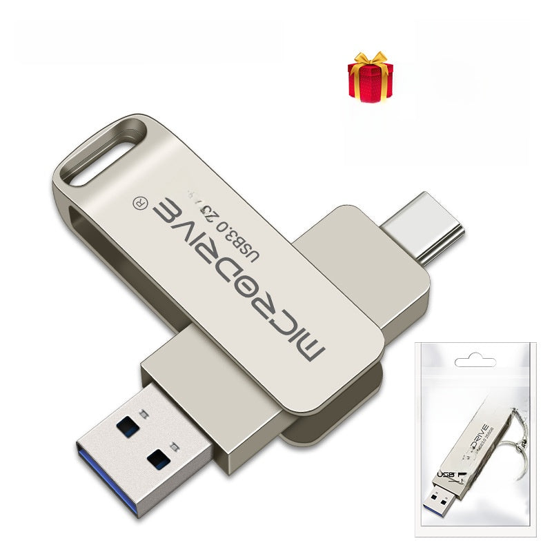 Metal USB Flash Drive 64GB 128GB 256GB Dual Type-C and USB 3.1 High-Speed