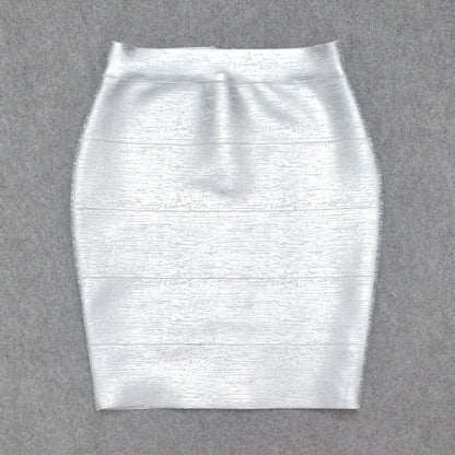 Metallic High Waist Stretch Pencil Skirt