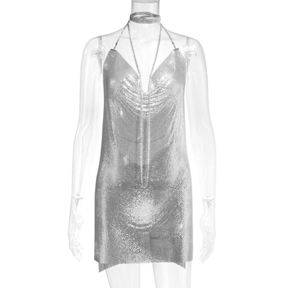 Metallic Sequin Rhinestone Dress
