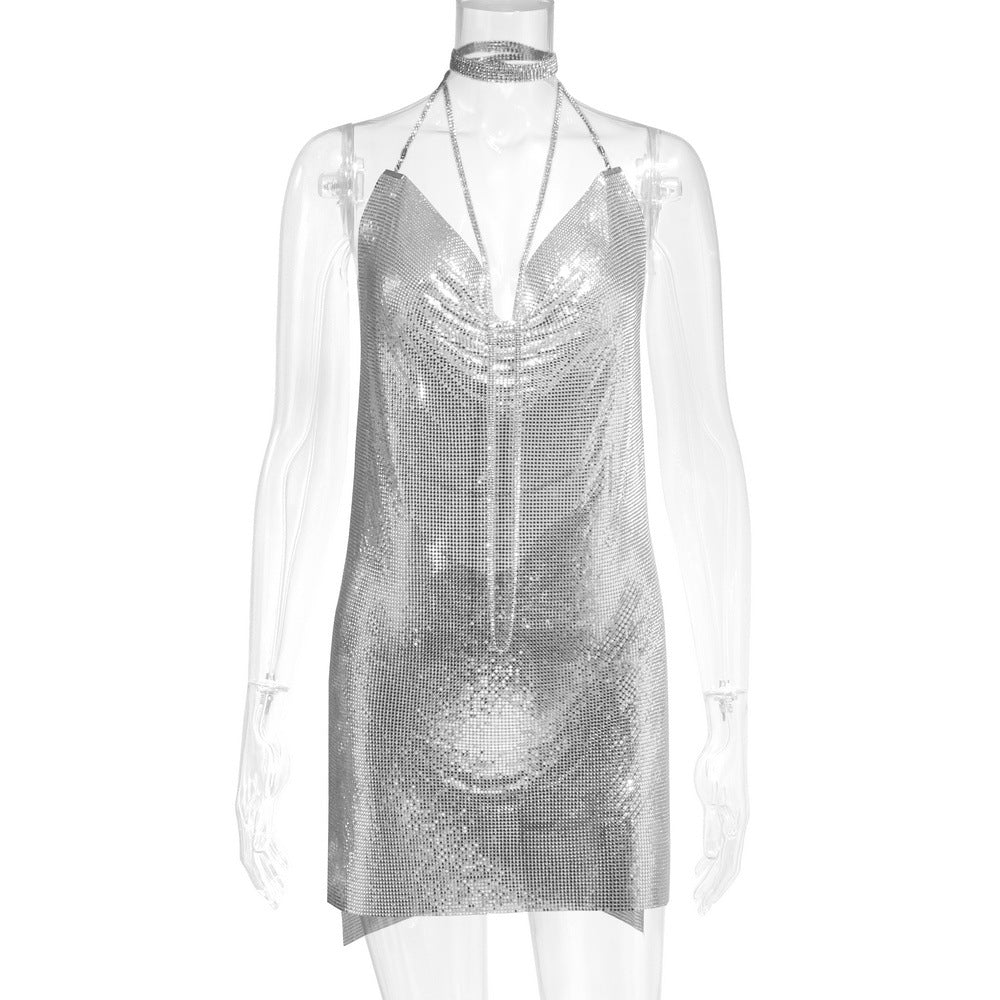 Metallic Sequin Rhinestone Dress