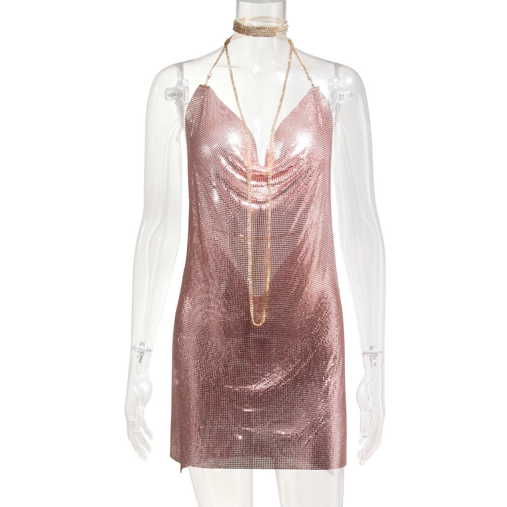 Metallic Sequin Rhinestone Dress