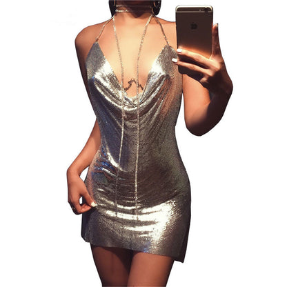 Metallic Sequin Rhinestone Dress