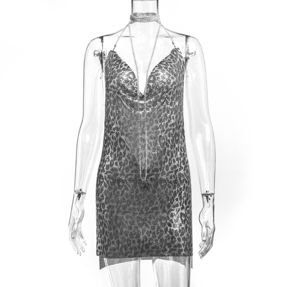 Metallic Sequin Rhinestone Dress