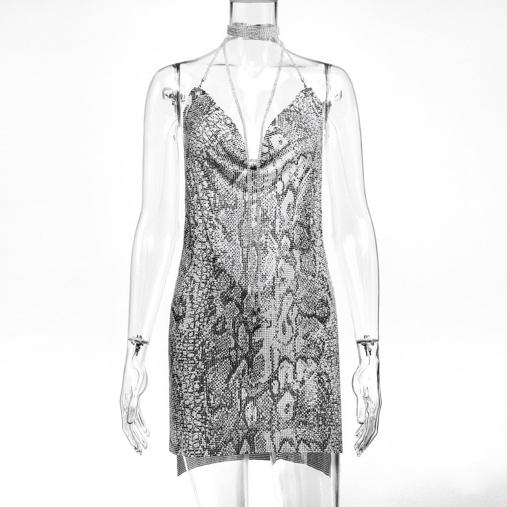 Metallic Sequin Rhinestone Dress