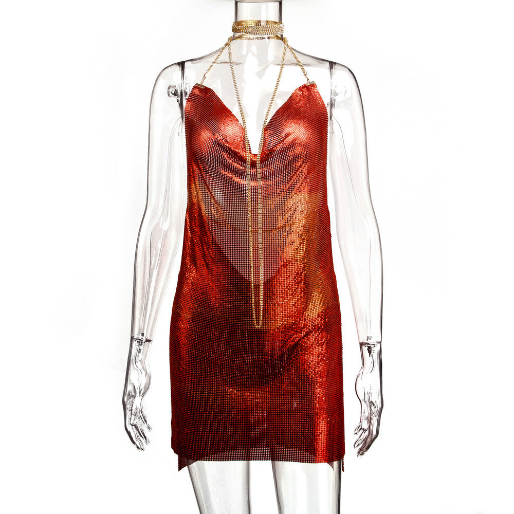 Metallic Sequin Rhinestone Dress