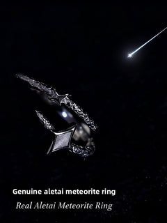 Altay Iron Meteorite Star Ring Sterling Silver