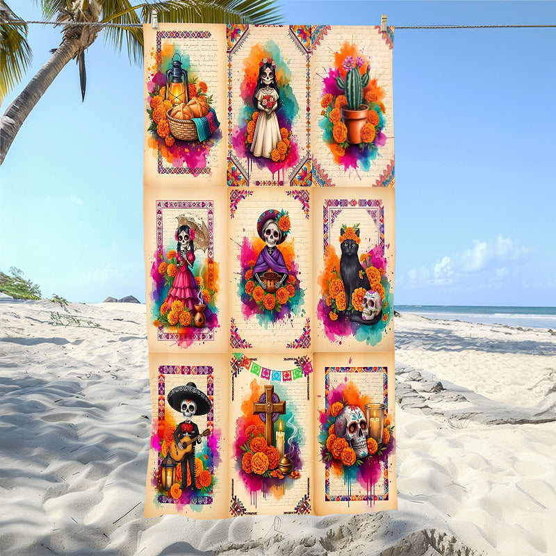 Mexican Day of the Dead Beach Towel