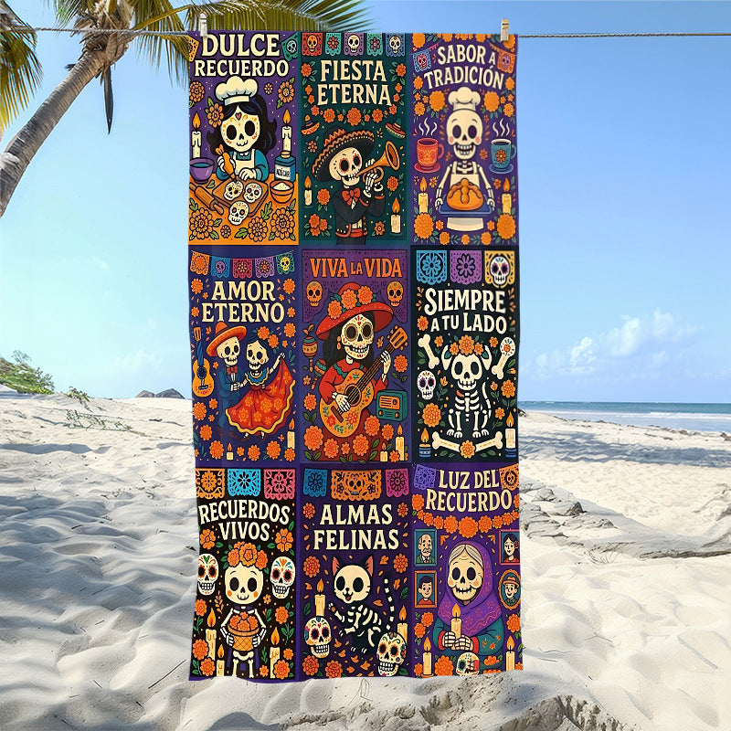 Mexican Day of the Dead Beach Towel
