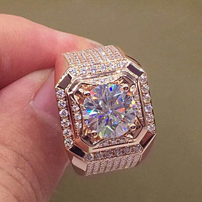 Micro-Encrusted Square Geometric Ring