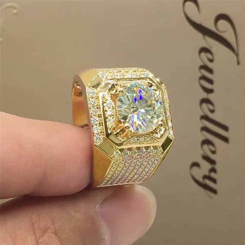 Micro-Encrusted Square Geometric Ring