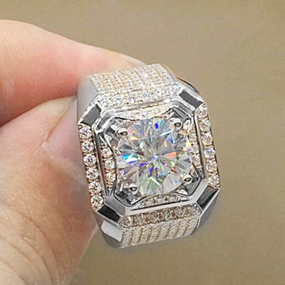 Micro-Encrusted Square Geometric Ring