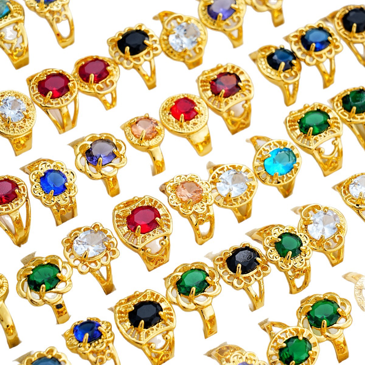 Micro Inlaid Colorful Zircon Crystal Ring