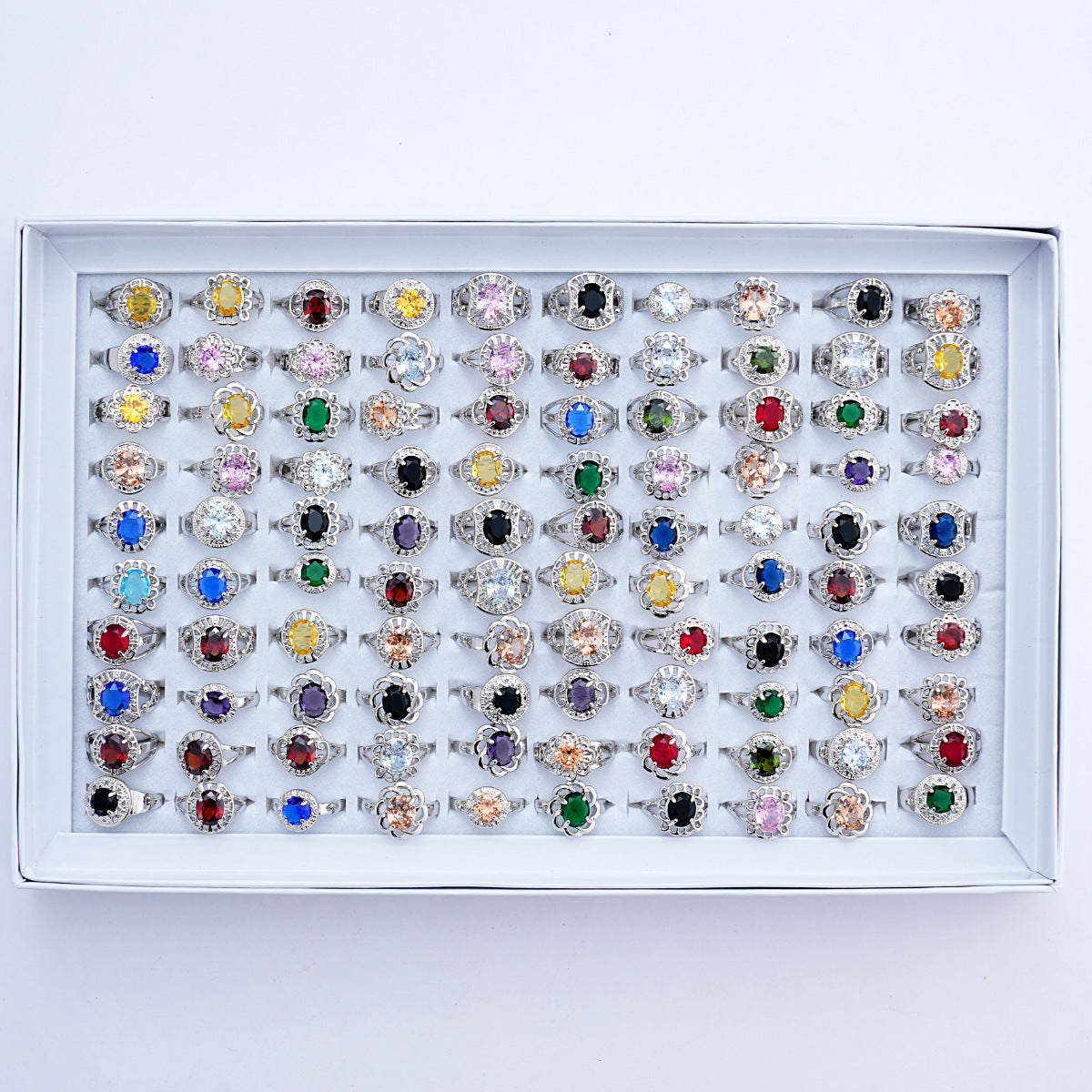 Micro Inlaid Colorful Zircon Crystal Ring