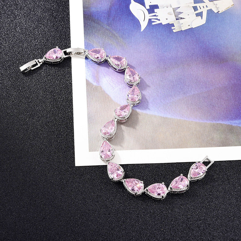 Micro-Inlaid Zircon Water Drop Bracelet for Women