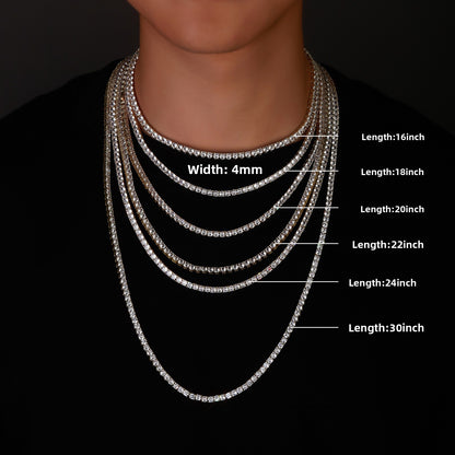 Micro-Paved Copper Zirconia Single-Row Spring Clasp Personality Tennis Chain