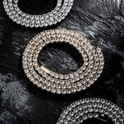 Micro-Paved Copper Zirconia Single-Row Spring Clasp Personality Tennis Chain