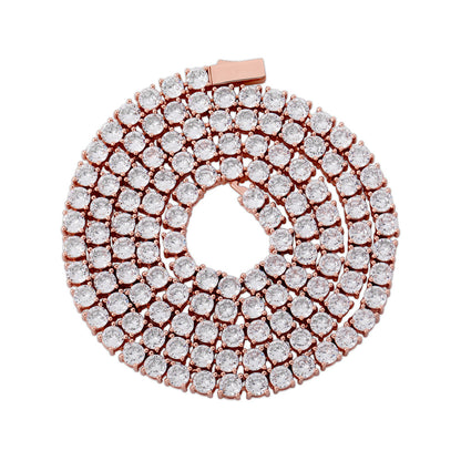 Micro-Paved Copper Zirconia Single-Row Spring Clasp Personality Tennis Chain