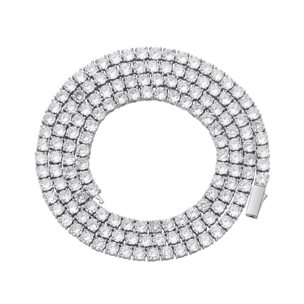 Micro-Paved Copper Zirconia Single-Row Spring Clasp Personality Tennis Chain