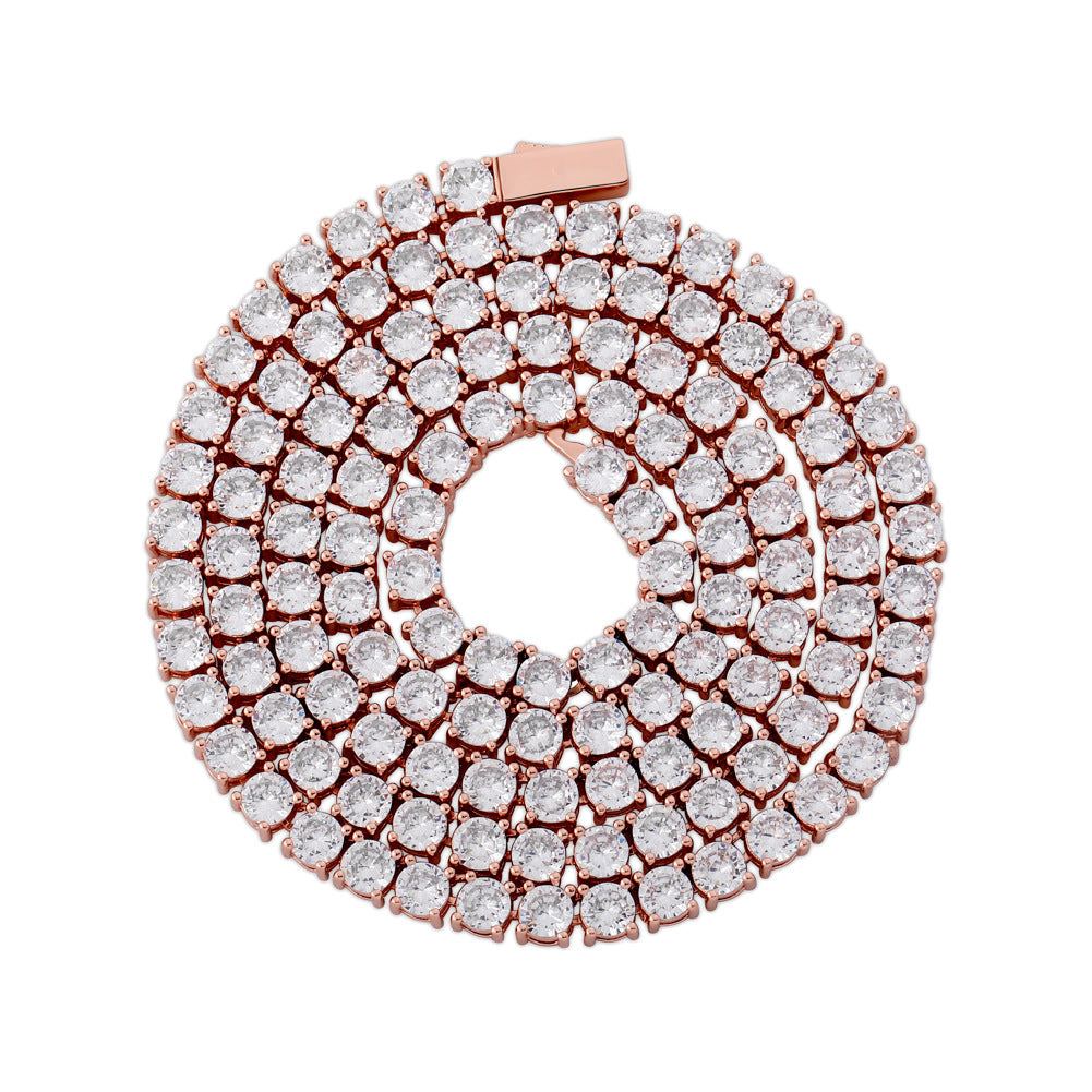 Micro-Paved Copper Zirconia Single-Row Spring Clasp Personality Tennis Chain