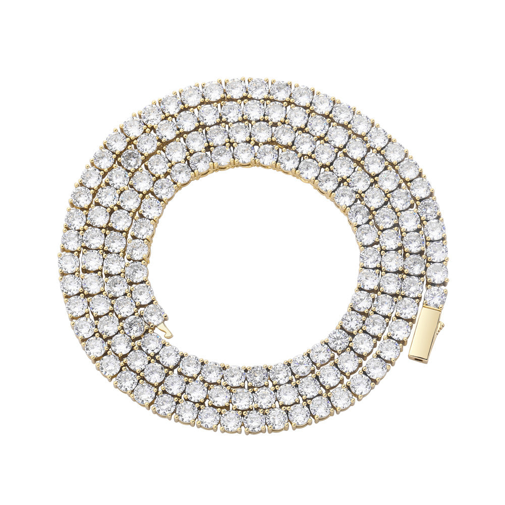 Micro-Paved Copper Zirconia Single-Row Spring Clasp Personality Tennis Chain