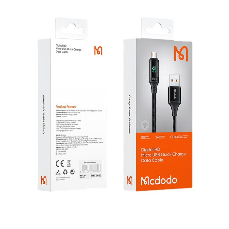 Micro USB Fast Charging Cable with Digital Display