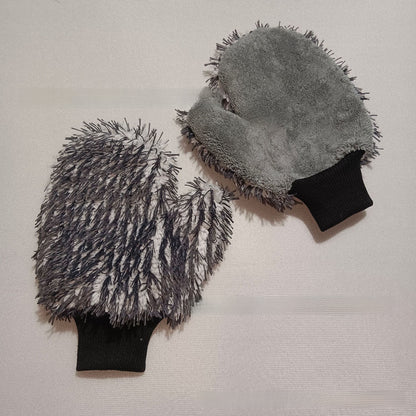 Microfiber Car Cleaning Gloves with Coral Fleece
