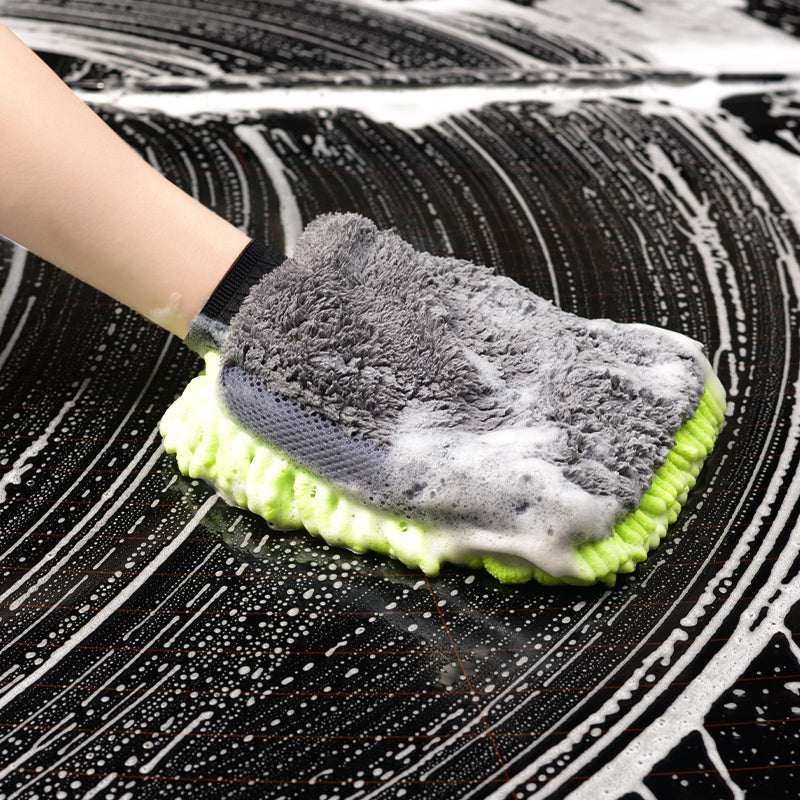 Microfiber Car Wash Gloves with Chenille Coral Texture
