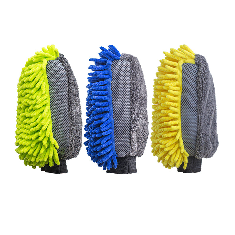 Microfiber Car Wash Gloves with Chenille Coral Texture