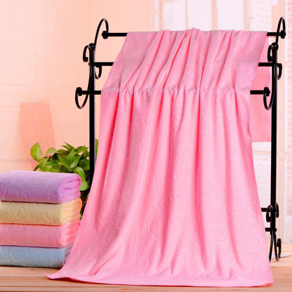 Microfiber Embossed Bear Bath Towel