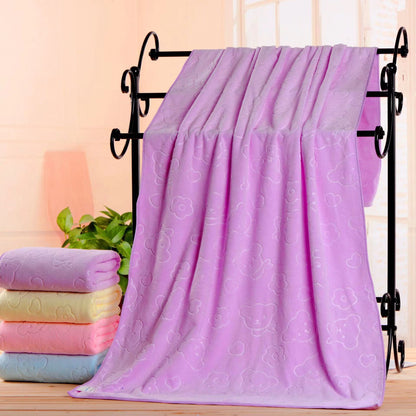 Microfiber Embossed Bear Bath Towel