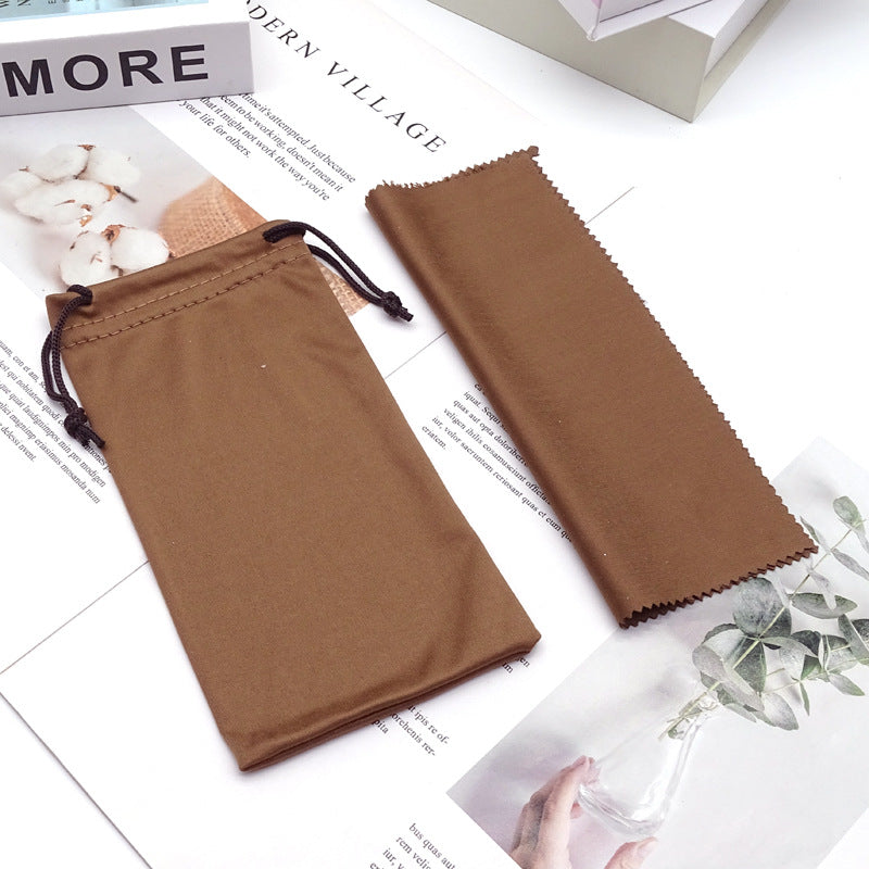 Microfiber Glasses Drawstring Bag with Cleaning Cloth