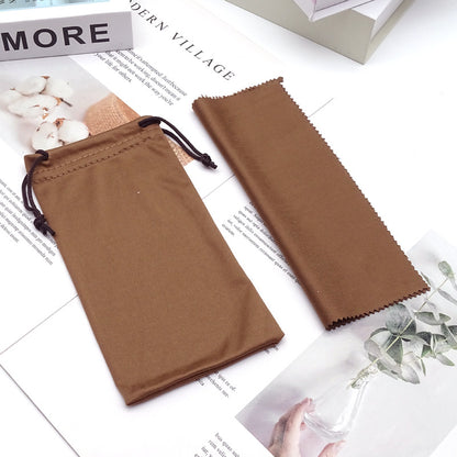 Microfiber Glasses Drawstring Bag with Cleaning Cloth