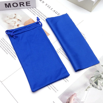 Microfiber Glasses Drawstring Bag with Cleaning Cloth