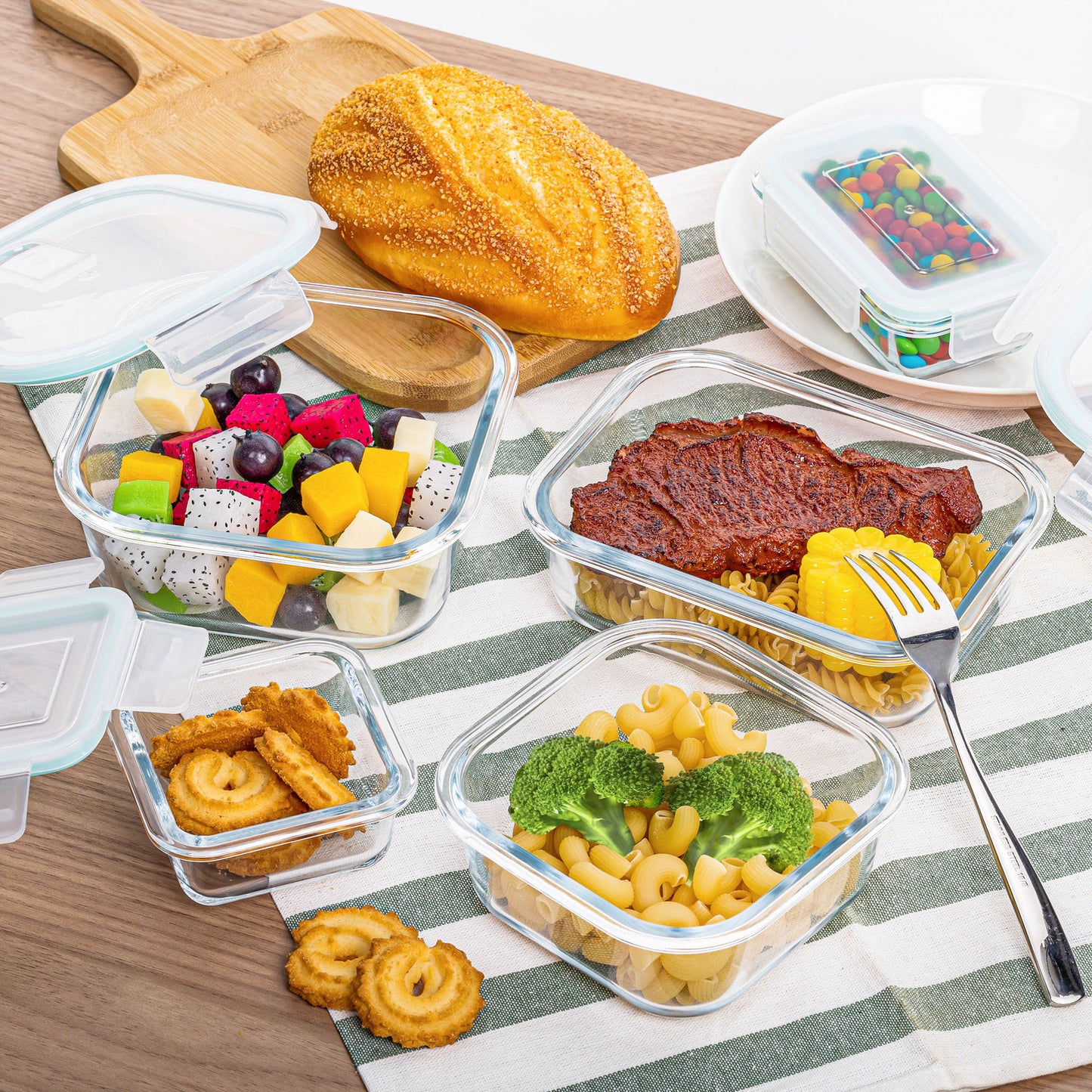 Microwave Safe Glass Lunch Box Set with Freshness Seal