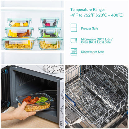 Microwave Safe Glass Lunch Box Set with Freshness Seal