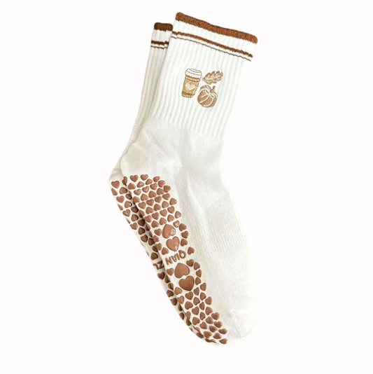 Mid-Calf Sports Socks with Anti-Slip and Embroidery