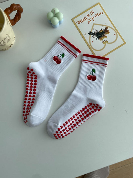 Mid-Calf Sports Socks with Anti-Slip and Embroidery
