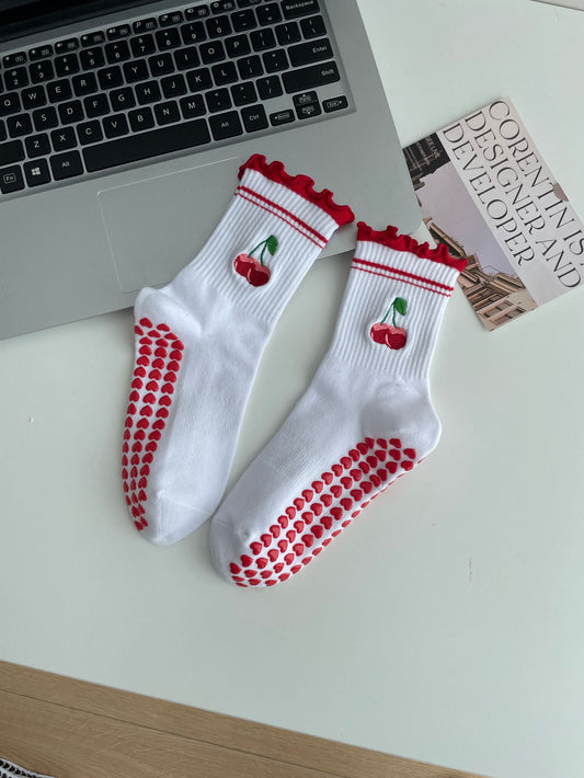 Mid-Calf Sports Socks with Anti-Slip and Embroidery