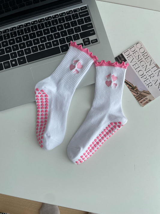 Mid-Calf Sports Socks with Anti-Slip and Embroidery