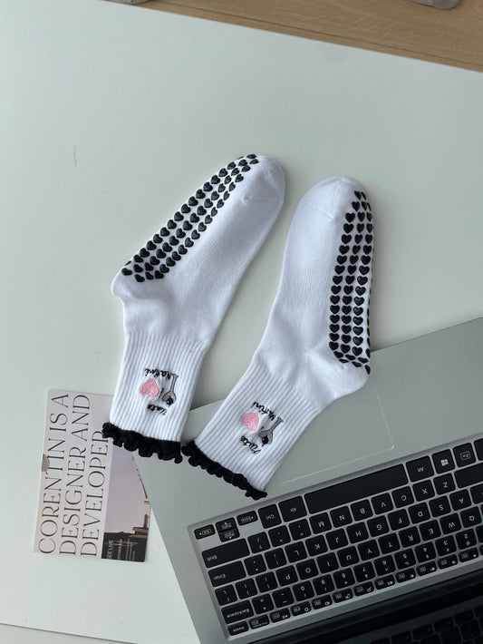 Mid-Calf Sports Socks with Anti-Slip and Embroidery