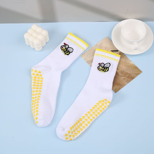 Mid-Calf Sports Socks with Anti-Slip and Embroidery