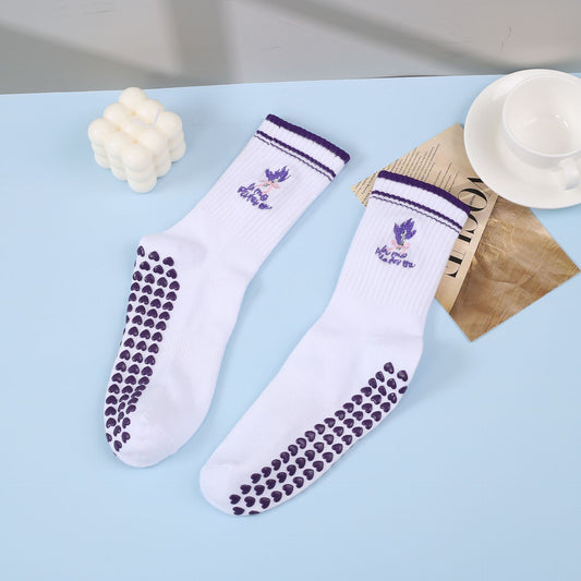 Mid-Calf Sports Socks with Anti-Slip and Embroidery