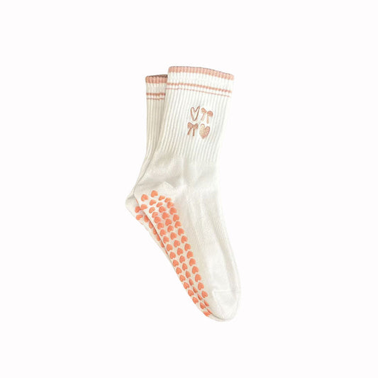 Mid-Calf Sports Socks with Anti-Slip and Embroidery