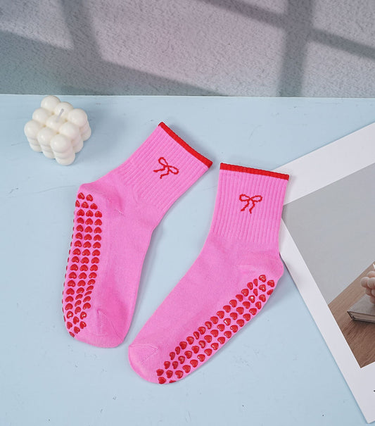 Mid-Calf Sports Socks with Anti-Slip and Embroidery