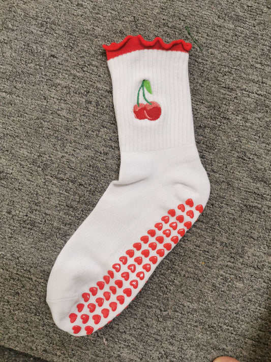 Mid-Calf Sports Socks with Anti-Slip and Embroidery