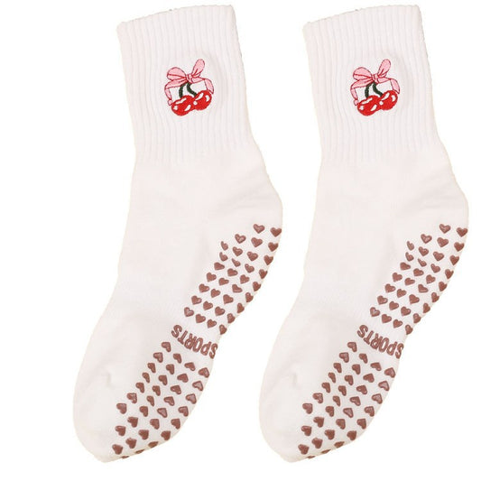 Mid-Calf Sports Socks with Anti-Slip and Embroidery