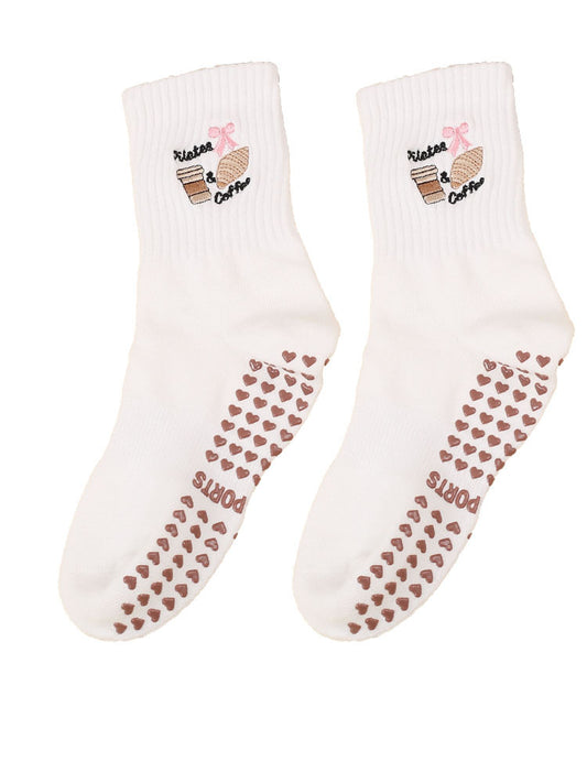 Mid-Calf Sports Socks with Anti-Slip and Embroidery