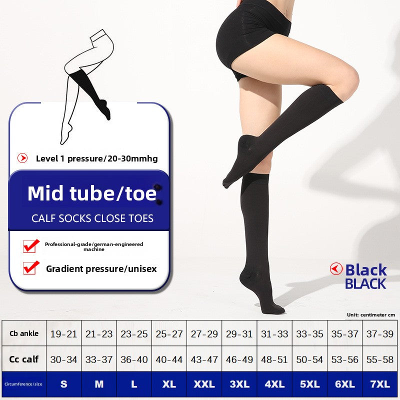 Mid-calf to knee-high elastic stockings
